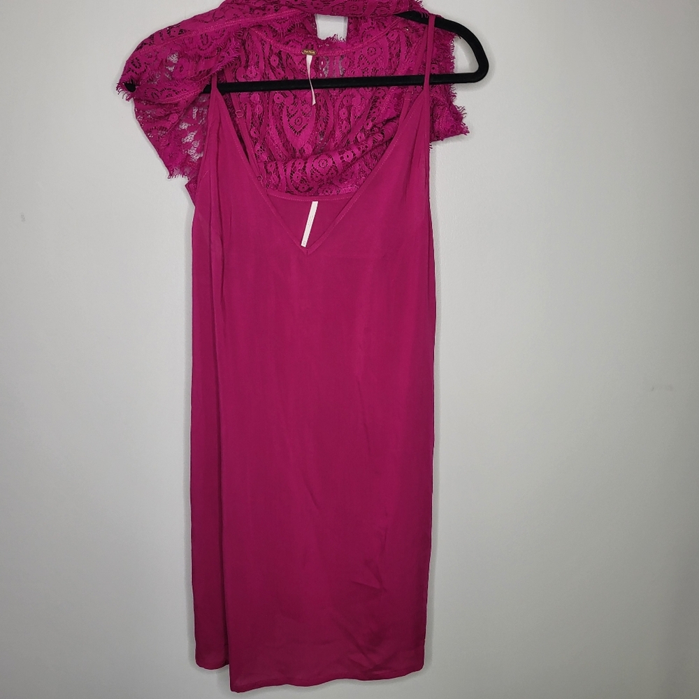 Free People Size S Heart In Two Orchid Fuisha Crochet Lace Mini Dress MRP $108 - Picture 8 of 12